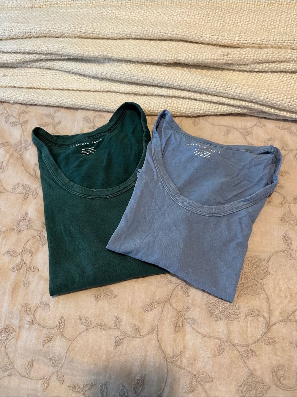 American Eagle Green and Blue Scoop Neck Tee Bundle